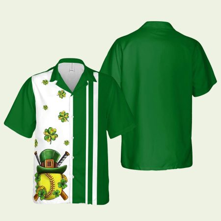 St Patrick’s Day Clover With Softball Hawaiian Shirt