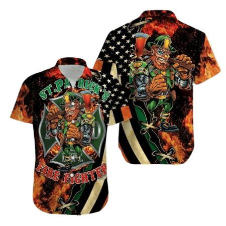 St Patrick’s Day Firefighter Unisex High Fashion Hawaiian Shirt