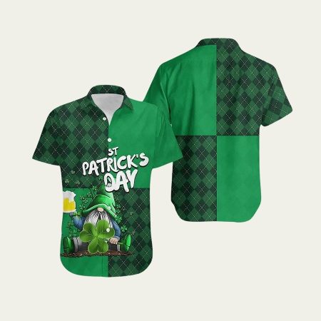 St Patrick’s Day Gnome Drinking Beer Hawaiian Shirt