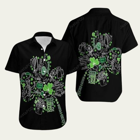 St patricks day irish shamrock shape hawaiian shirt