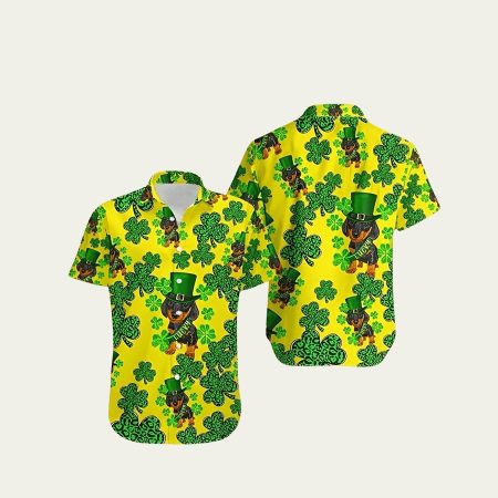 St Patrick’s Day Lucky Dachshund Puppy Hawaiian Shirt