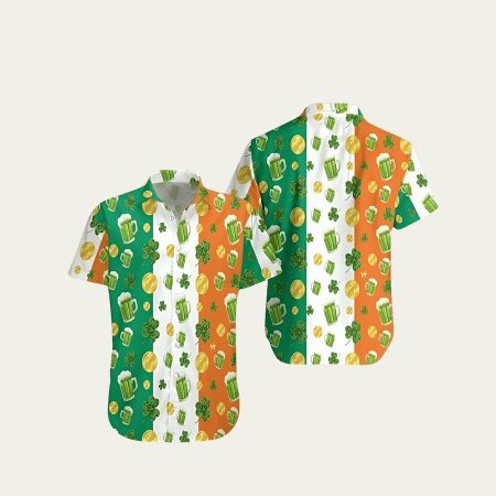 St Patrick’s Day Shamrock Beer Coin Hawaiian Shirt