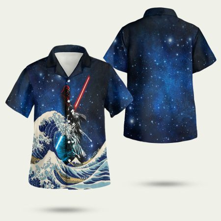 Star wars battle darth vader and luke skywalker waves Hawaiian Shirt
