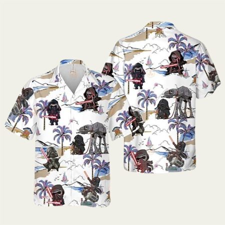 Star Wars Darth Vader Coconut Tree White Pattern Hawaiian Shirt
