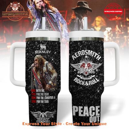 Steven Tyler Aerosmith Peace Out 40oz   30oz or 40oz Stainless Steel Tumbler With Handle HG