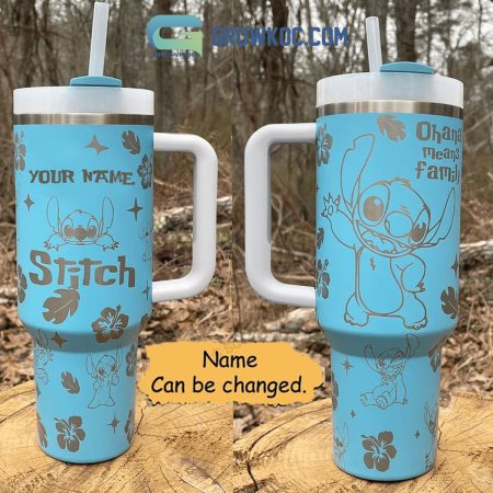 Stitch Ohana Means Family Fan Personalized 30oz or 40oz Stainless Tumbler With Handle NVA