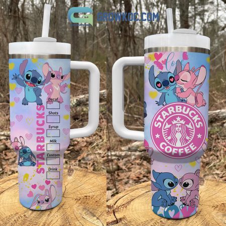 Stitch Starbucks Coffee With Angel 30oz or 40oz Stainless Tumbler With Handle NVA