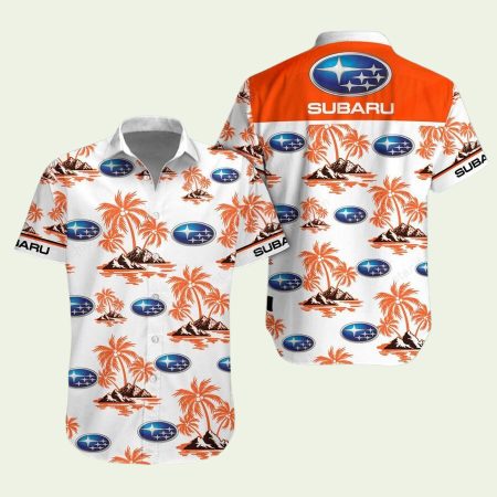 Subaru Coconut Island White Pattern Hawaiian Shirt