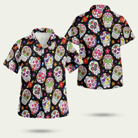 Sugar Skull Tropical ing Hawaiian Shirt