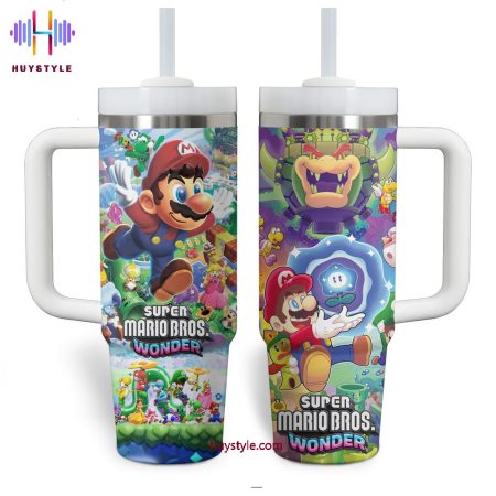Super Mario Bros. Wonder Colorful World Quencher 30oz or 40oz Stainless Steel Tumbler With Handle NVA