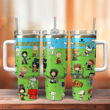 Guns N’ Roses x Peanuts Music Custom Stanley Cup 40 oz 30 oz Tumbler With Handle HG