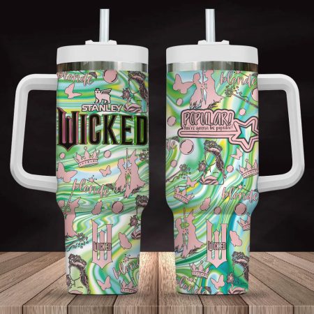 Wicked Popular Song  Hologram Green  40oz   30oz or 40oz Stainless Steel Tumbler With Handle L3N