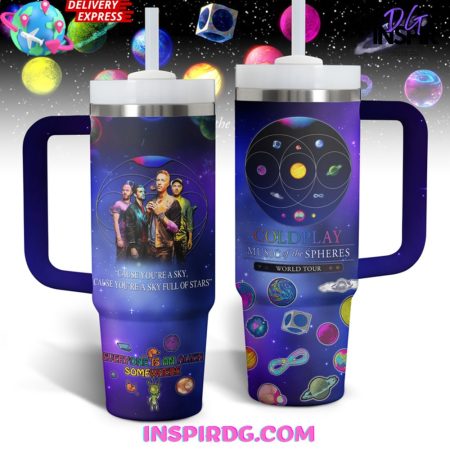 Coldplay Music of the Spheres World Tour 30oz or 40oz Stainless Tumbler With Handle NVA