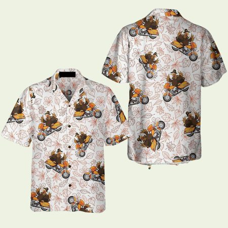 Thanksgiving Turkey Riding Motorcycle Hawaiian Shirt