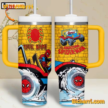 The Amazing Spider-man Custom Name 30oz or 40oz Stainless Tumbler With Handle NVA