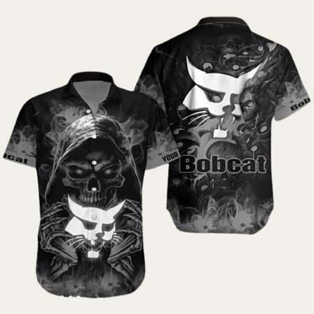 The Bobcat Skull Floral Hawaiian Shirt
