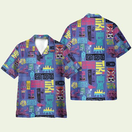 Tiki Tiki Purple Pattern Hawaiian Shirt