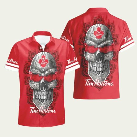 Tim Hortons Skull Rose Special Hawaiian Shirt