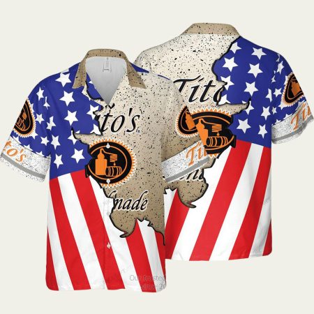Tito’s Handmade Vodka American Flag Hawaiian Shirt
