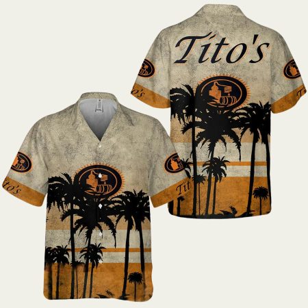 Tito’s Handmade Vodka Palm Tree Summer Beach Hawaiian Shirt