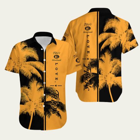 Tito’s Vodka Black And Yellow Pattern Hawaiian Shirt