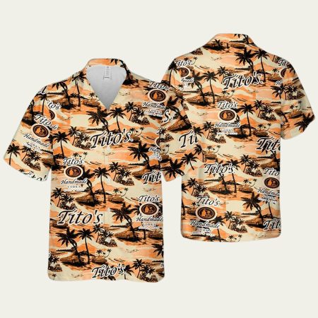 Tito’s Vodka Coconut Trees Pattern Hawaiian Shirt