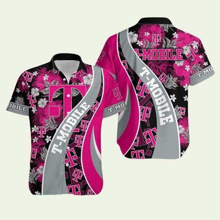 Tmobile Logo Floral Pattern Hawaiian Shirt