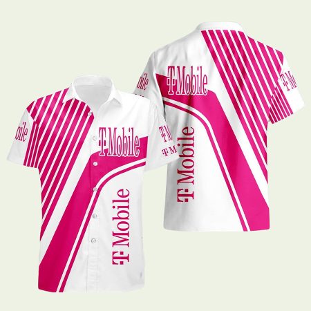 Tmobile Logo Curved Line White And Pink Pattern Hawaiian Shirt