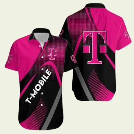 Tmobile Logo Halftone Black And Pink Hawaiian Shirt