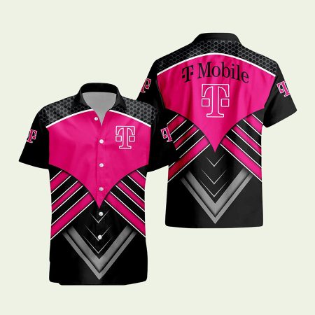 Tmobile Logo Halftone Black And Pink Hawaiian Shirt