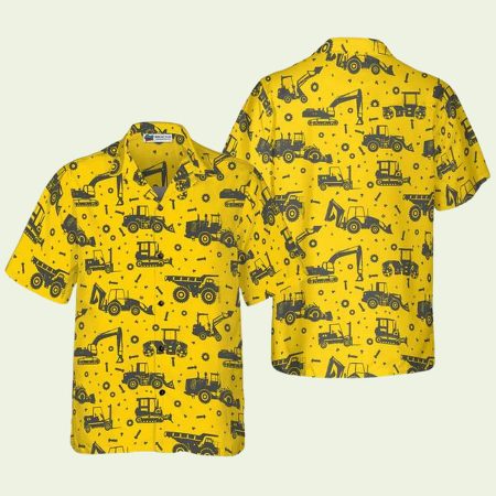 Tractor Yellow Pattern Hawaiian Shirt
