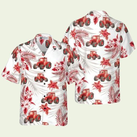 Tractor Hibiscus Flower Hawaiian Shirt