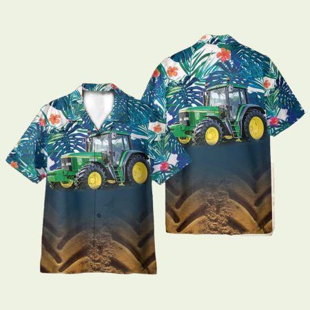 Tractor Palm Leaves Hawaiian Shirt