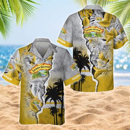 Tropical Palm Sierra Nevada Brewing Print Hawaiian Shirt, Sierra Nevada Logo Tropical Leaf Button Down Shirt, Sierra Nevada Brewing Aloha Shirts
