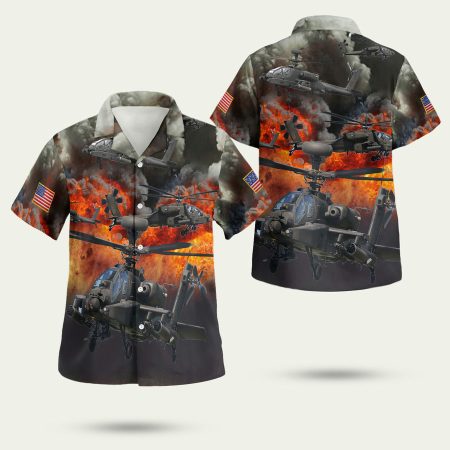 Tropical Flowers Boeing AH64 Apache Hawaiian Shirt