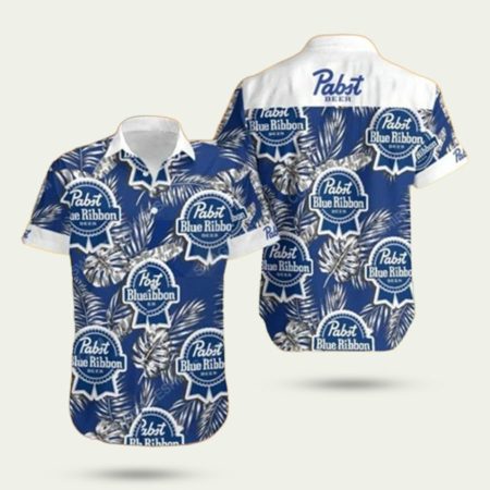Tropical pabst blue ribbon beer summer hawaiian shirt