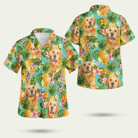 Tropical Pineapple Golden Retriever Hawaiian Shirt