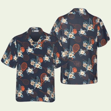 Tropical Tennis Hibiscus Flower Hawaiian Shirt
