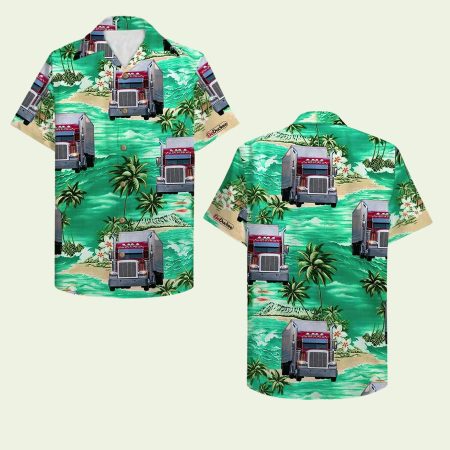Truck Driver Coconut Tree Island Pattern Hawaiian Shirt