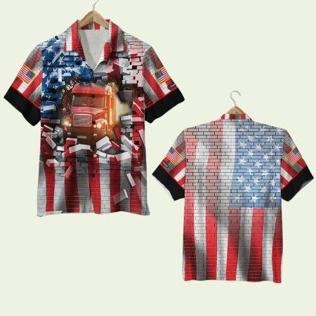 Truck With Bricks Background Hawaiian Shirt