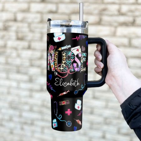 Personalized Nurse Printed 30oz or 40oz Quencher Tumbler LN – Gift For Nurse Version 2