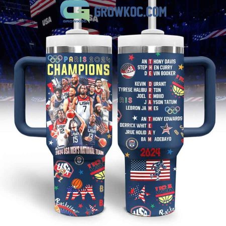 USA Men’s Basketball Players Champions Olympics Paris 2024 30oz or 40oz Stainless Tumbler With Handle NVA