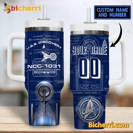 USS Discovery NCC 1031 United Federation Of Planets Crew Personalized 30oz or 40oz Stainless Tumbler With Handle NVA