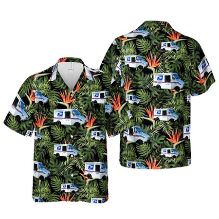 United States Postal Service Grumman Llv Hawaiian Shirt