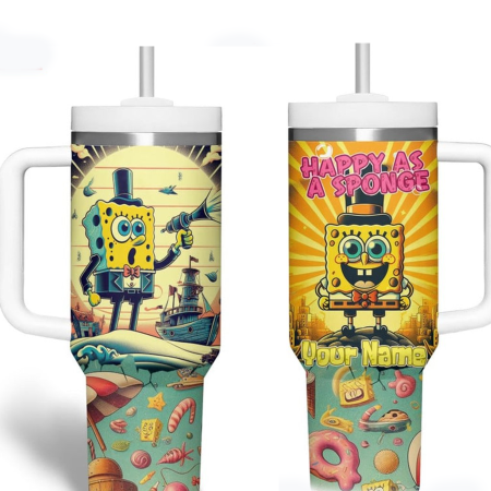 SpongeBob SquarePants Cartoon Custom  Quencher 40oz Stainless Steel Tumbler HG