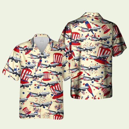Us Airlines Boeing Dreamliner 4Th Of July Hawaiian Shirt