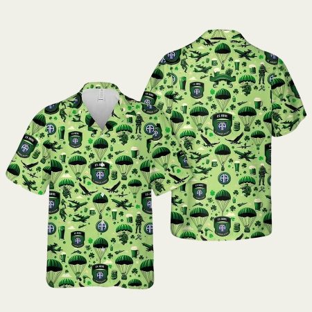 Us Army 82nd Airborne Division St Patrick’s Day Pattern Hawaiian Shirt