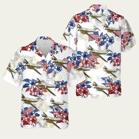 Us Army Beechcraft C 12 Huron Aircraft Patriotic Apparel 4Th Of July Hawaiian Shirt