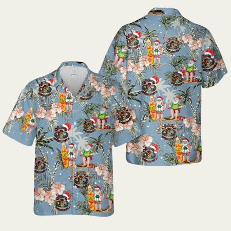Us Army H121 Long Range Surveillance Christmas Santa Claus Hawaiian Shirt