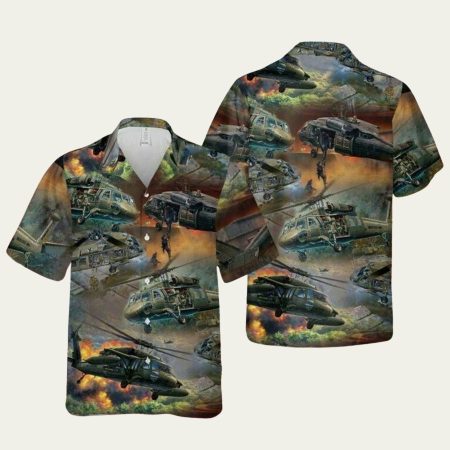 Us Army Helicopter Sikorsky Uh60 Black Hawk All Over Print Hawaiian Shirt